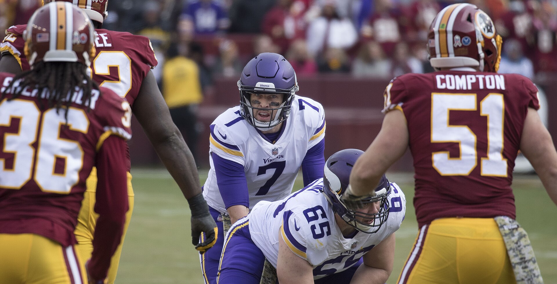 Keenum in 2017, when he played for Minnesota, one of the seven franchises he has won starts with. Case Keenum under center for the Minnesota Vikings against Washington